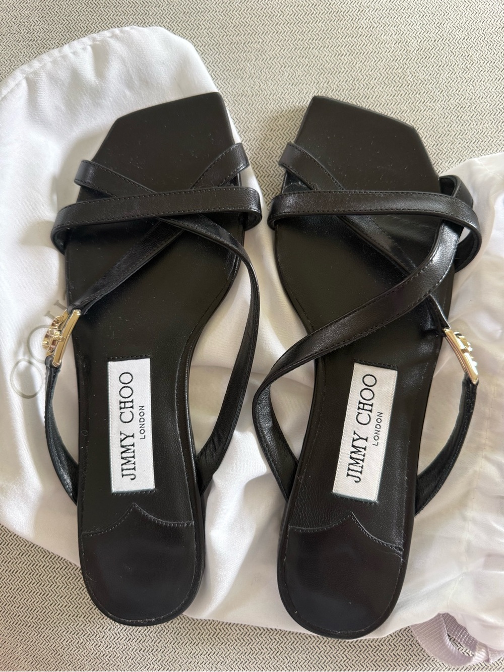 Jimmy Choo Black Strappy Leather Sandals